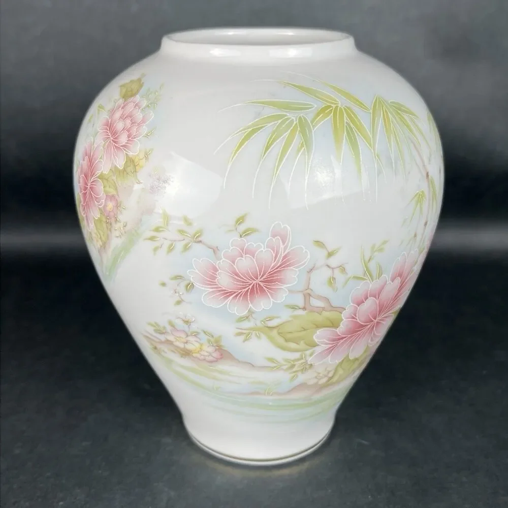 VTG Porcelanas Encarnacao Limoges Portugal Floral Vase 6.5” No 602 Chinoiserie